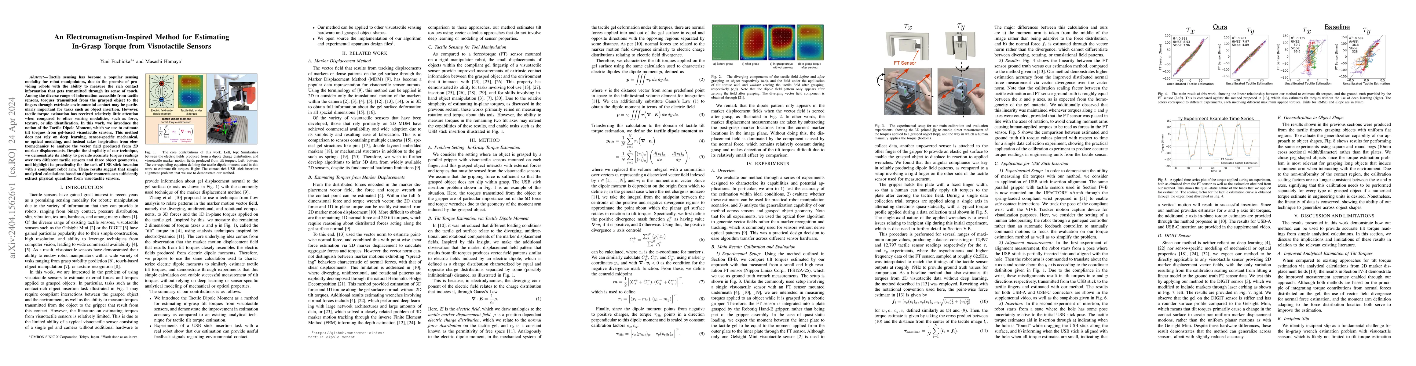 Thumbnail for An Electromagnetism-Inspired Method for Estimating In-Grasp Torque from
  Visuotactile Sensors