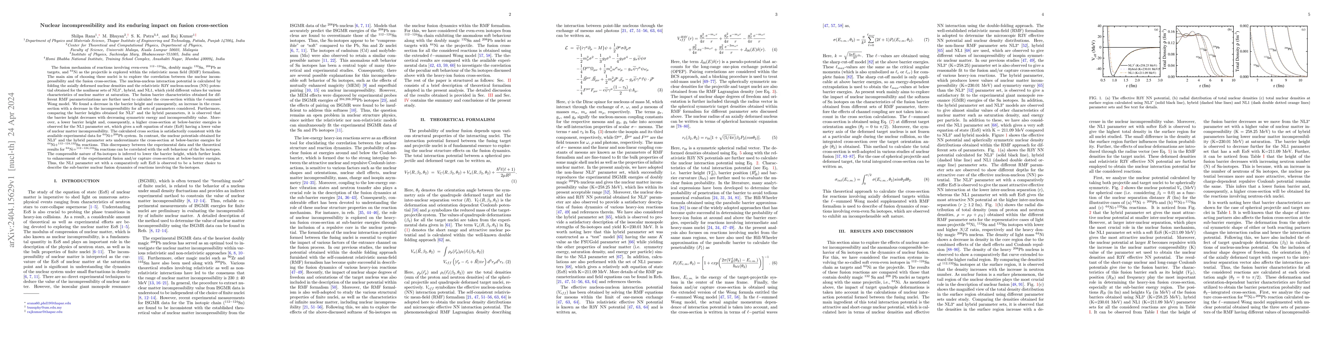 Thumbnail for Nuclear incompressibility and its enduring impact on fusion
  cross-section