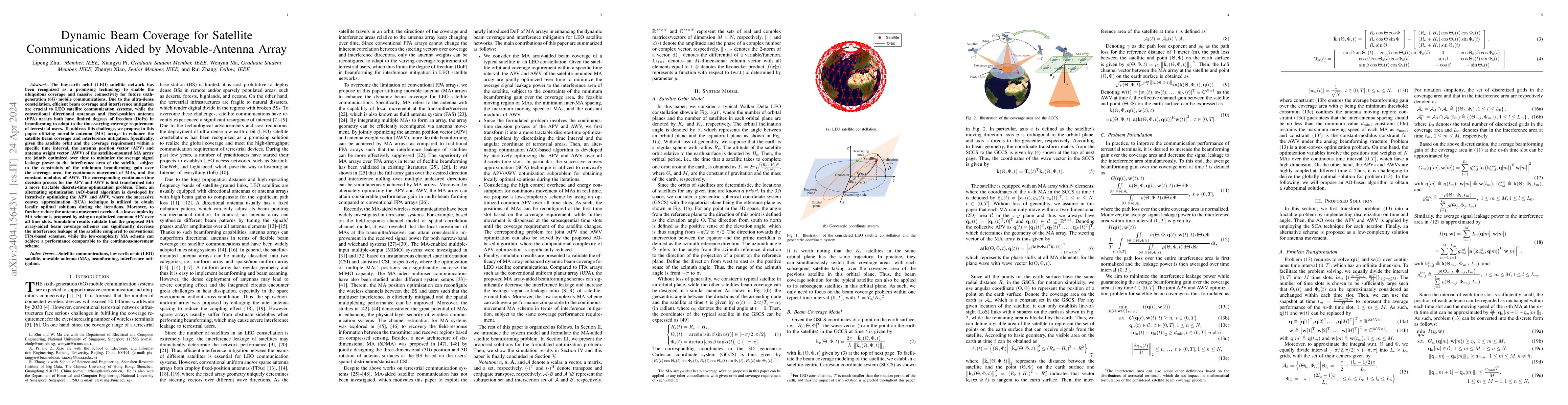 Thumbnail for Dynamic Beam Coverage for Satellite Communications Aided by
  Movable-Antenna Array