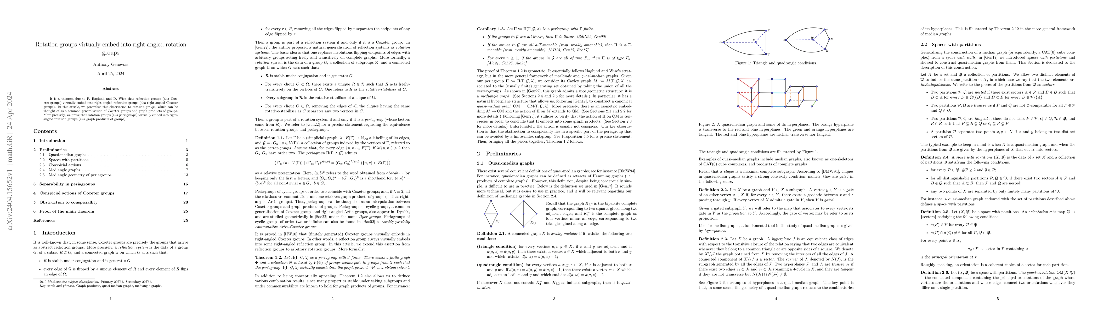 Thumbnail for Rotation groups virtually embed into right-angled rotation groups