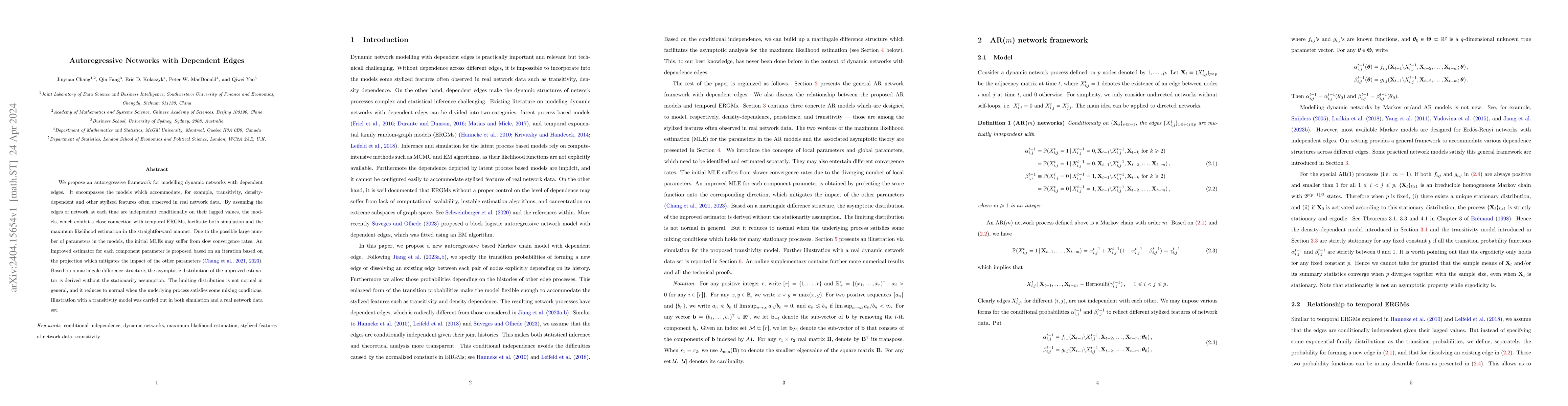 Thumbnail for Autoregressive Networks with Dependent Edges