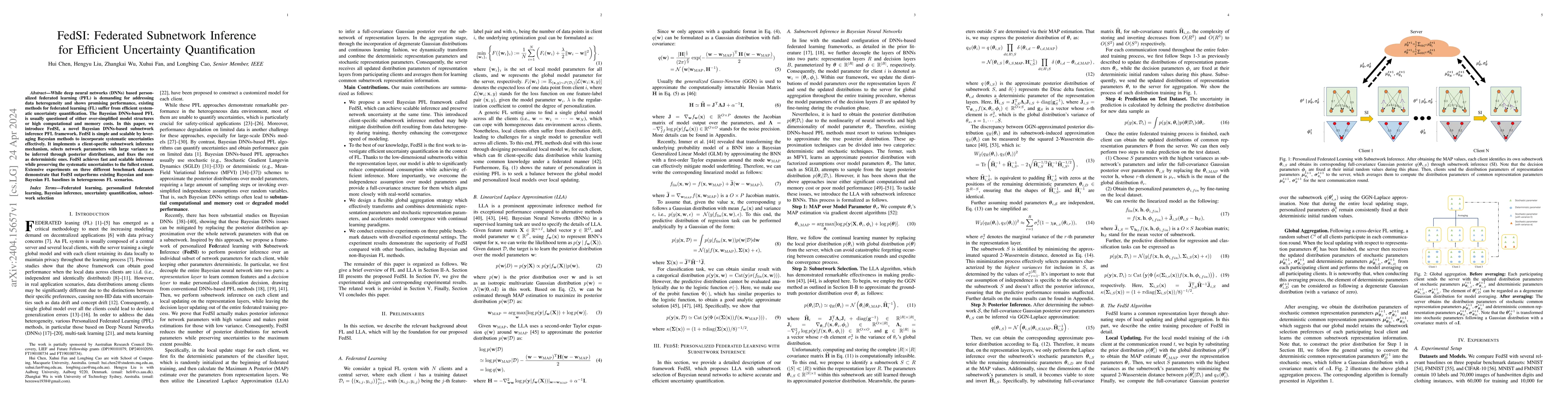 Thumbnail for FedSI: Federated Subnetwork Inference for Efficient Uncertainty
  Quantification