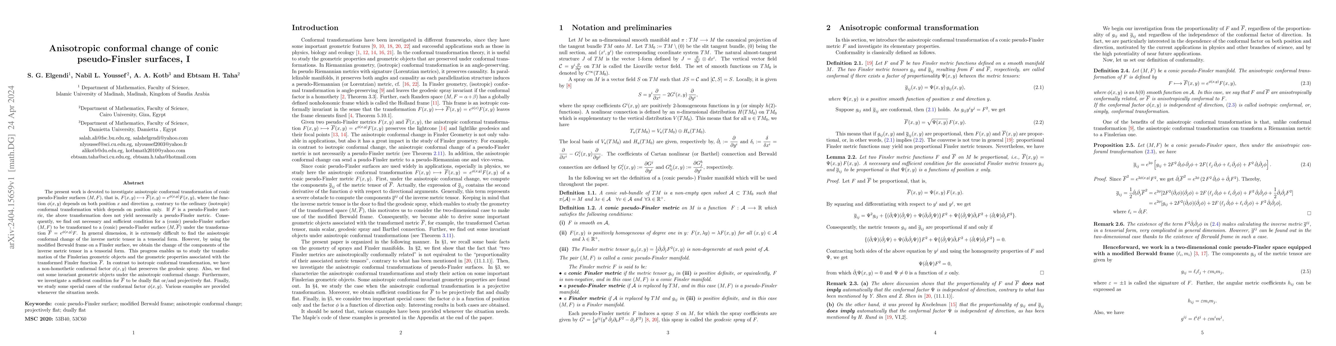 Thumbnail for Anisotropic conformal change of conic pseudo-Finsler surfaces, I