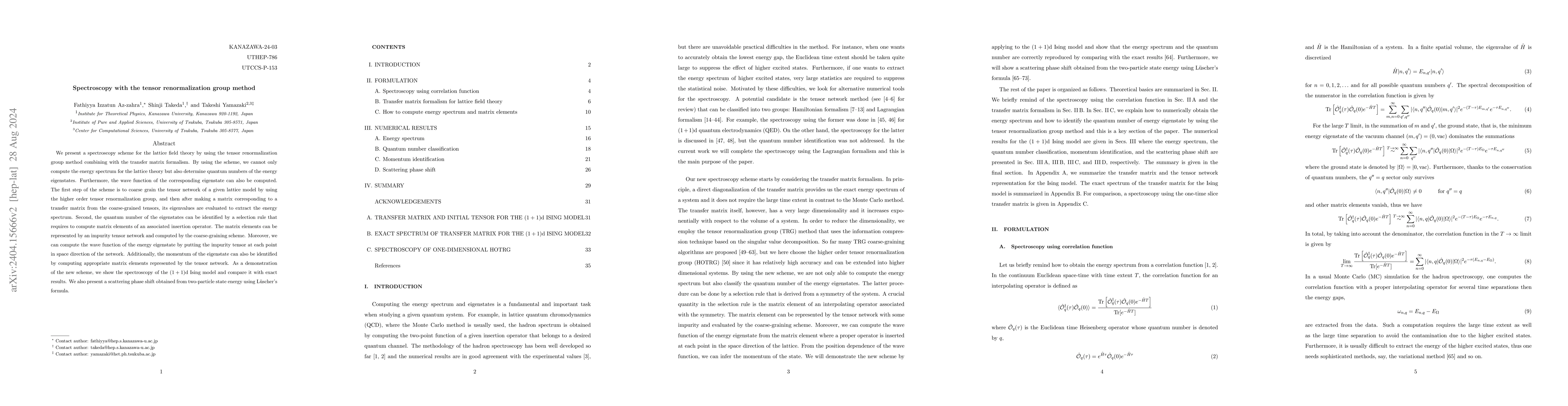 Thumbnail for Spectroscopy by Tensor Renormalization Group Method
