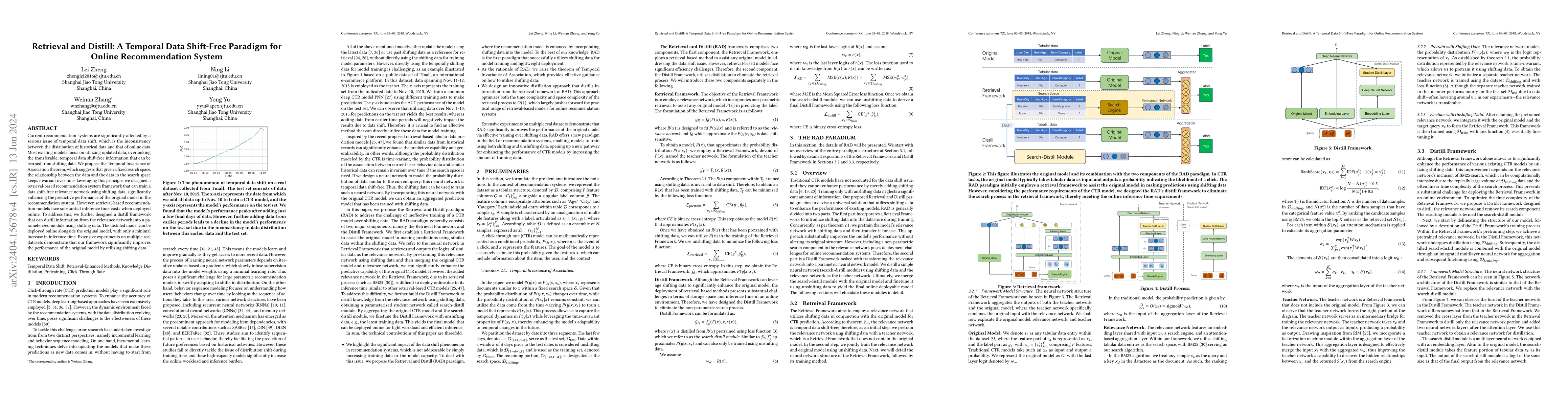 Thumbnail for Retrieval and Distill: A Temporal Data Shift-Free Paradigm for Online
  Recommendation System
