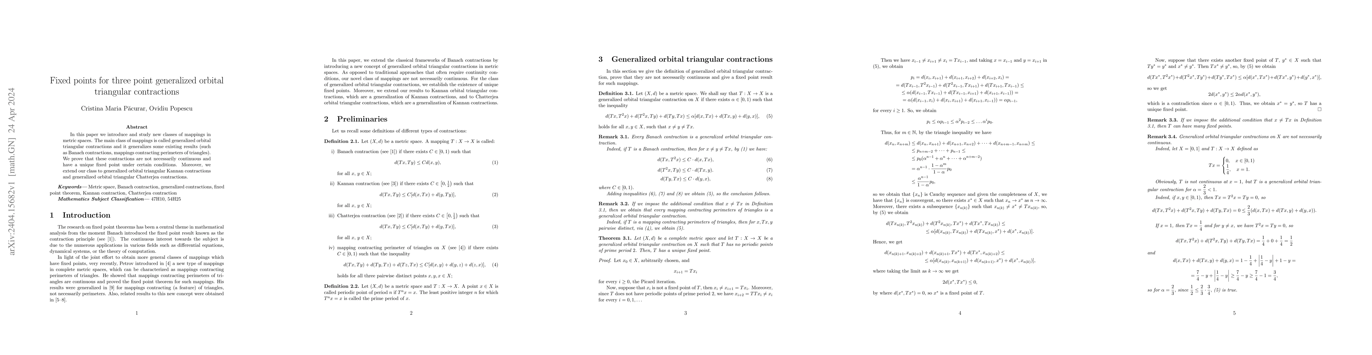 Thumbnail for Fixed points for three point generalized orbital triangular contractions