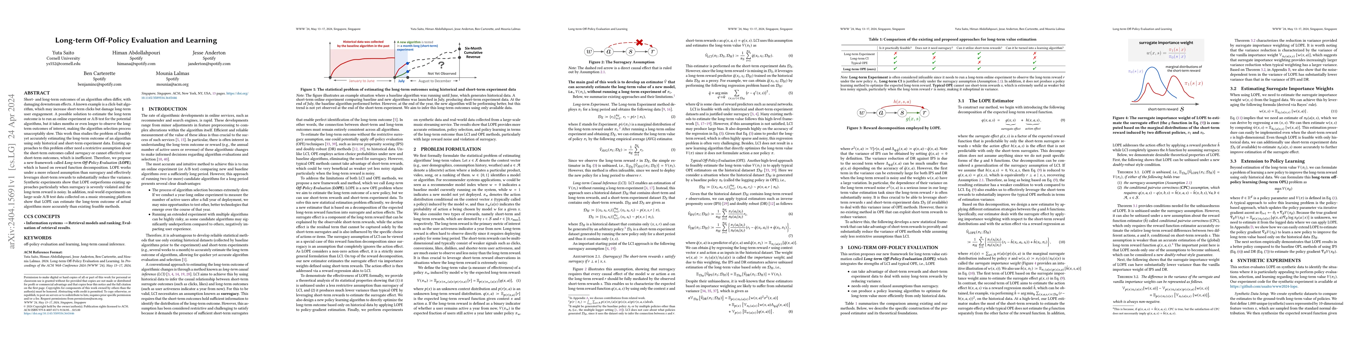 Thumbnail for Long-term Off-Policy Evaluation and Learning