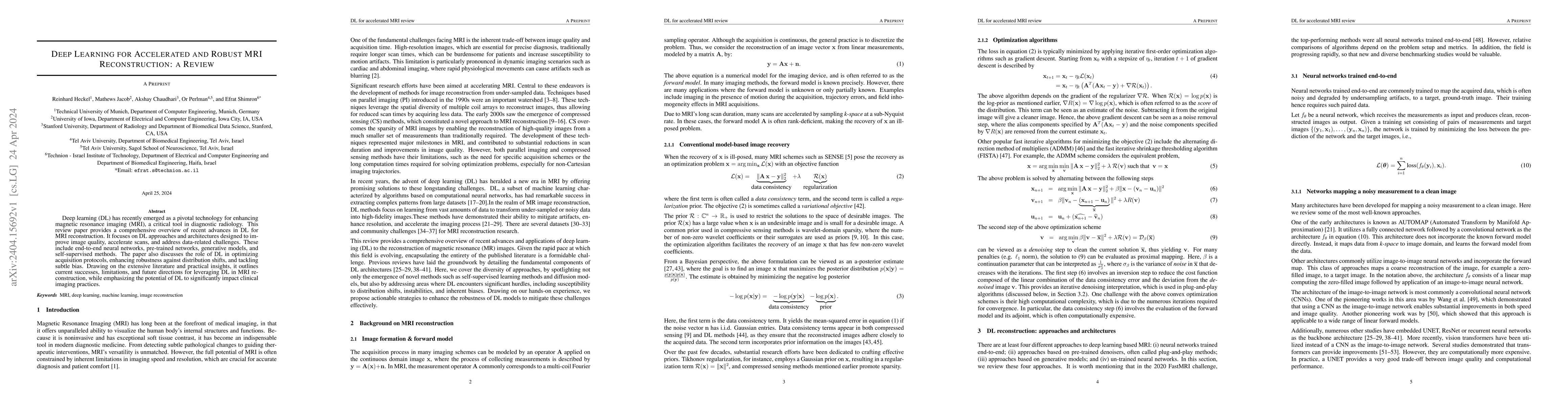 Thumbnail for Deep Learning for Accelerated and Robust MRI Reconstruction: a Review