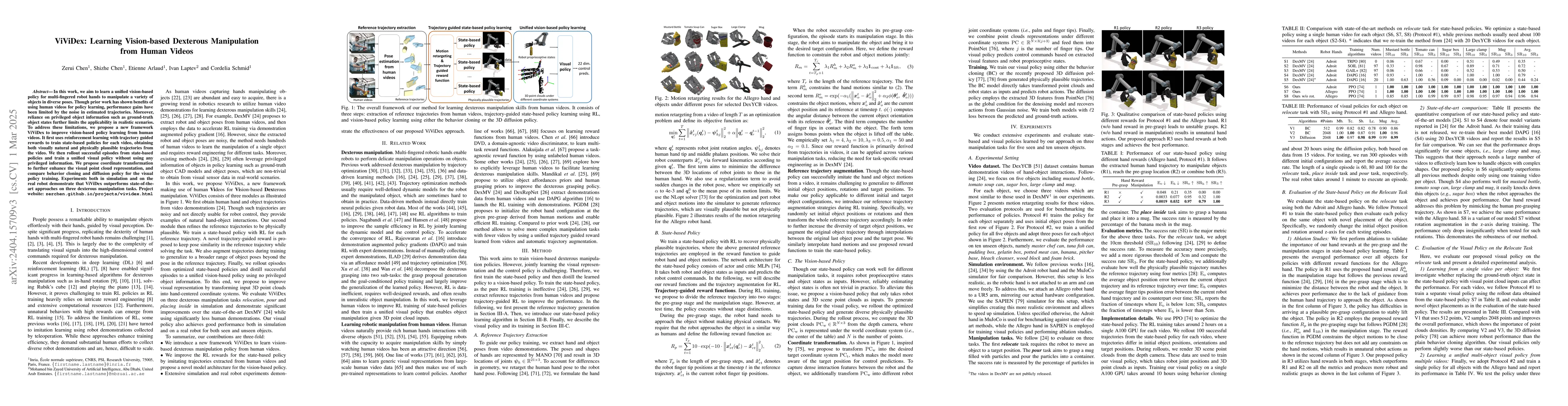 Thumbnail for ViViDex: Learning Vision-based Dexterous Manipulation from Human Videos