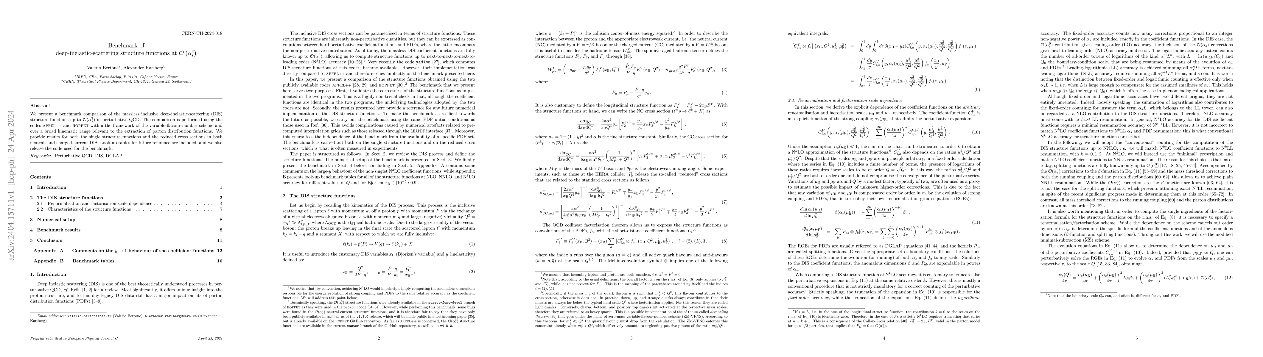 Thumbnail for Benchmark of deep-inelastic-scattering structure functions at
  $\mathcal{O}(\alpha_s^3)$