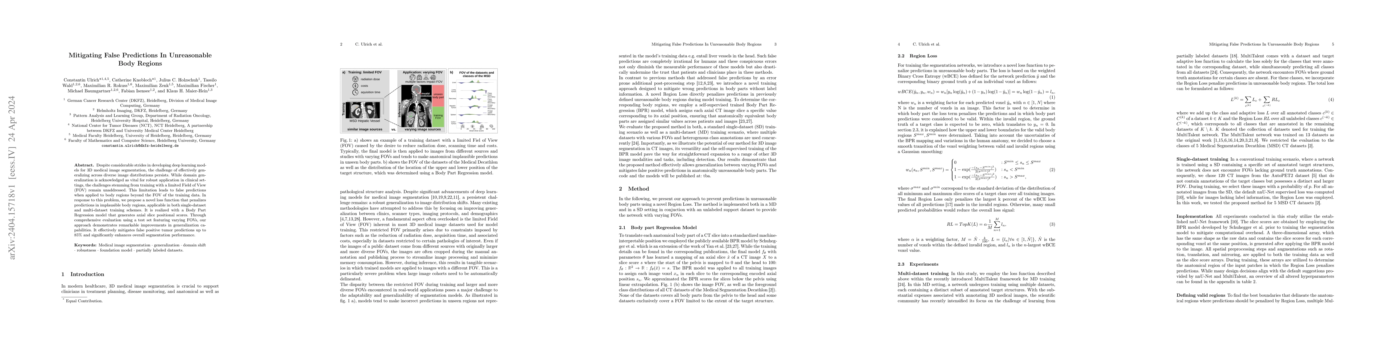 Thumbnail for Mitigating False Predictions In Unreasonable Body Regions