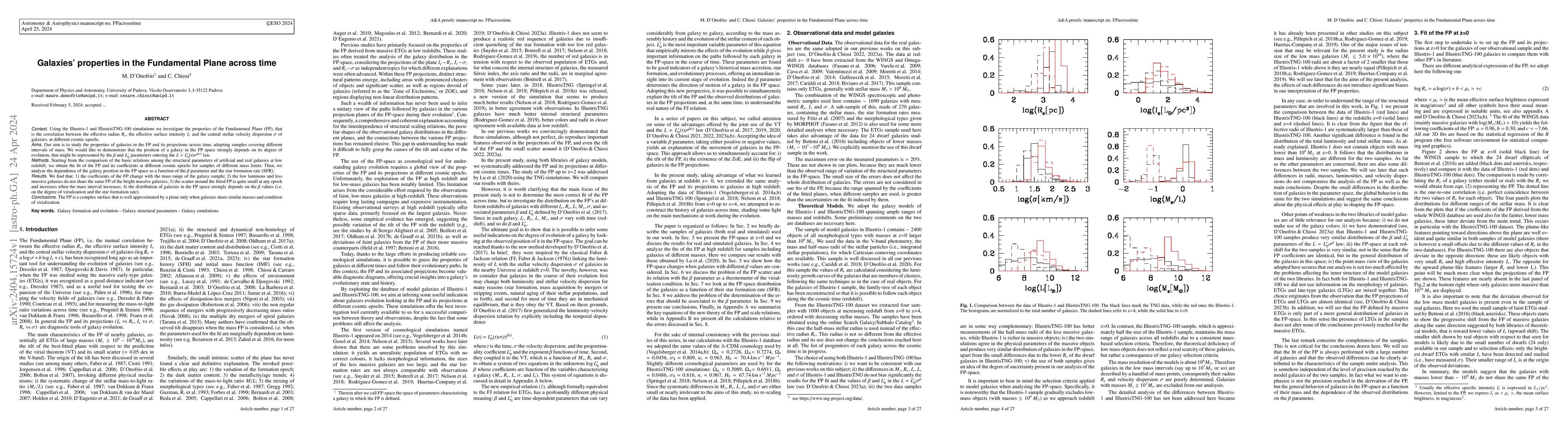 Thumbnail for Galaxies' properties in the Fundamental Plane across time