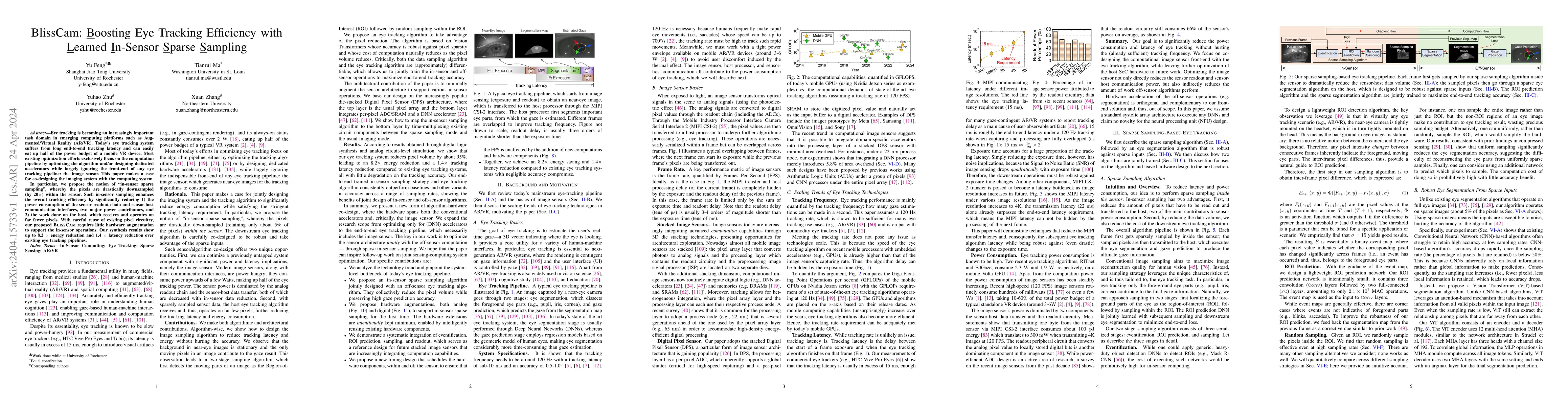 Thumbnail for BlissCam: Boosting Eye Tracking Efficiency with Learned In-Sensor Sparse
  Sampling