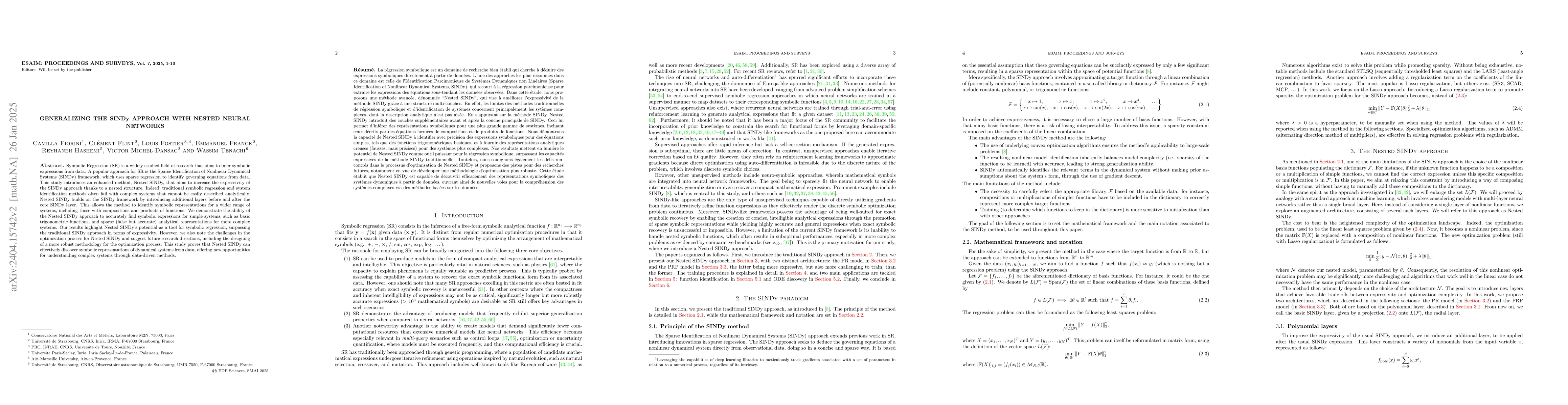 Thumbnail for Generalizing the SINDy approach with nested neural networks
