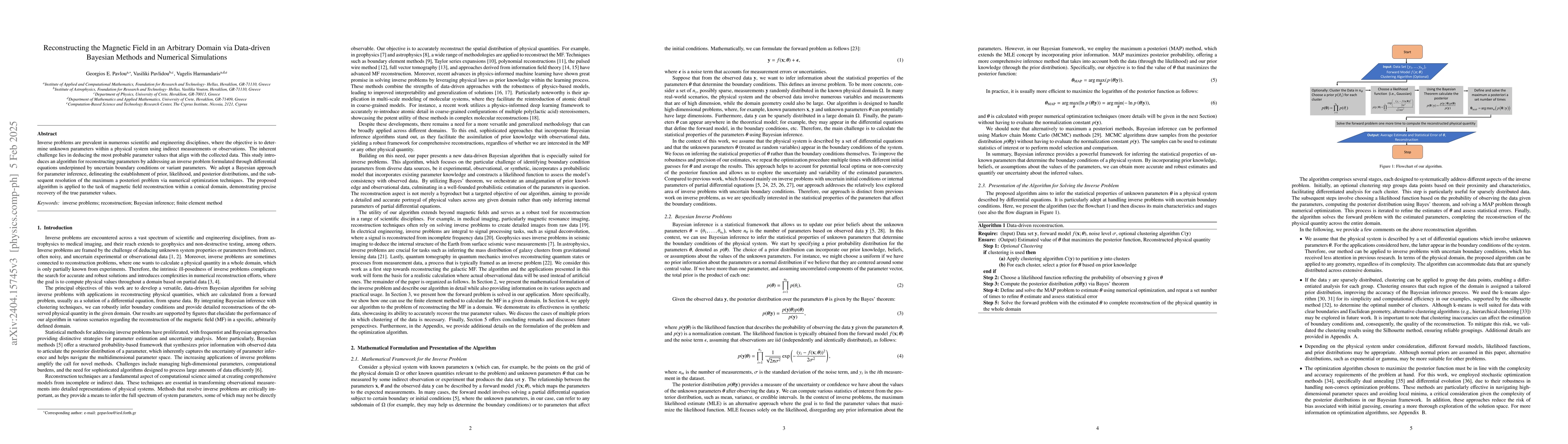 Thumbnail for Reconstructing the Magnetic Field in an Arbitrary Domain via Data-driven
  Bayesian Methods and Numerical Simulations