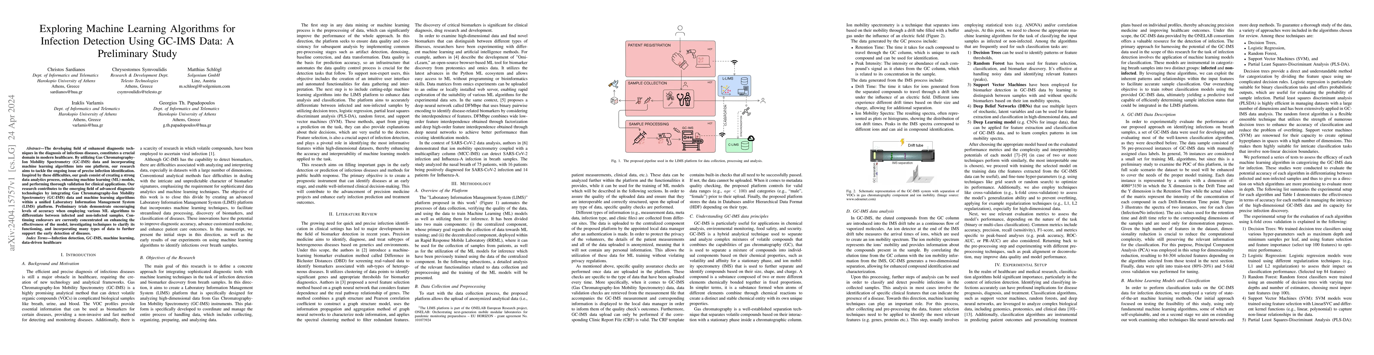 Thumbnail for Exploring Machine Learning Algorithms for Infection Detection Using
  GC-IMS Data: A Preliminary Study