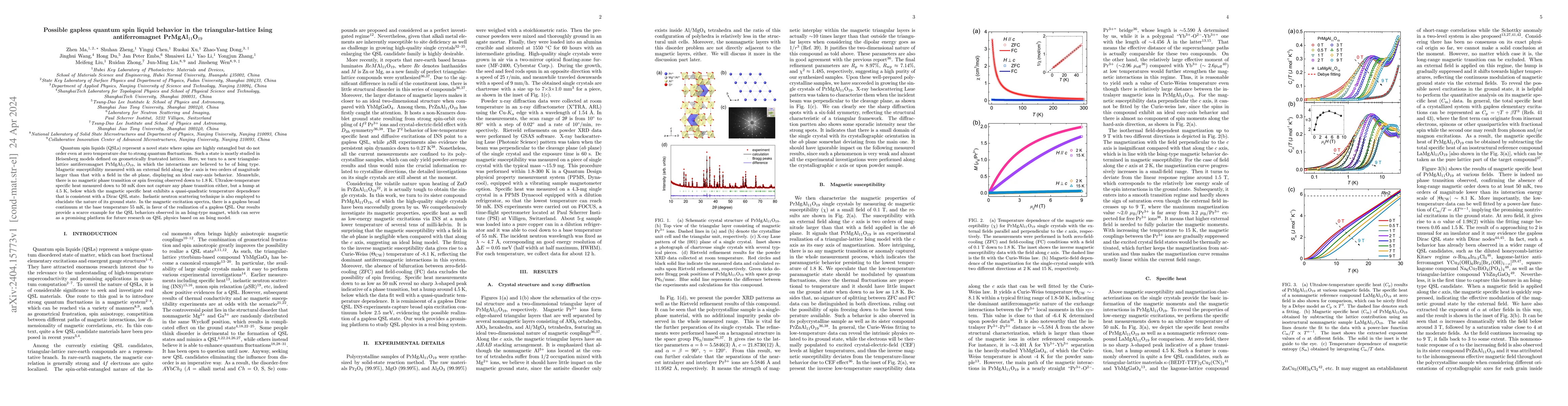 Thumbnail for Possible gapless quantum spin liquid behavior in the triangular-lattice
  Ising antiferromagnet PrMgAl$_{11}$O$_{19}$