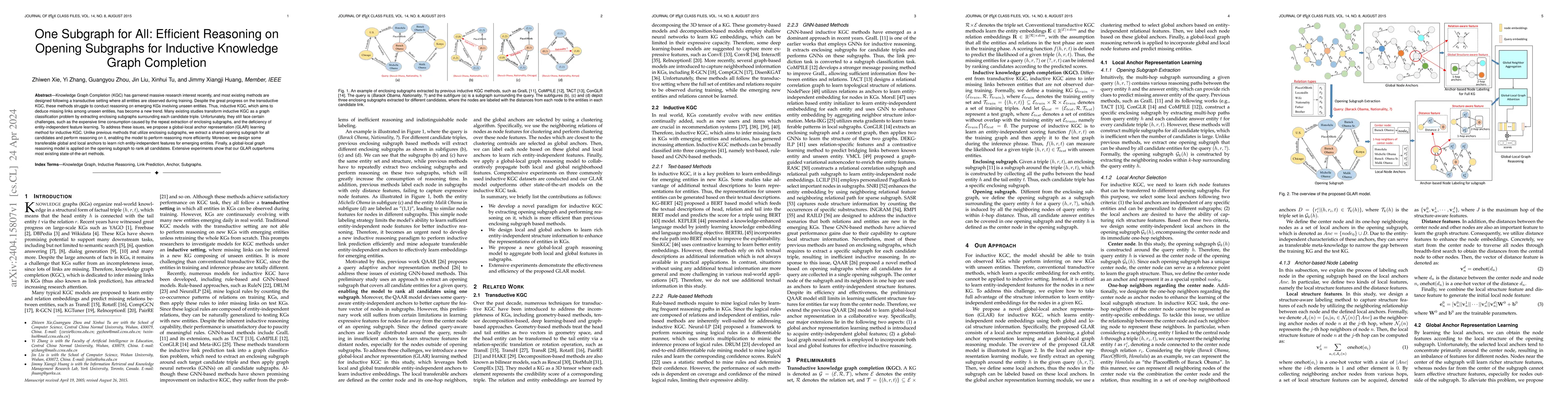 Thumbnail for One Subgraph for All: Efficient Reasoning on Opening Subgraphs for
  Inductive Knowledge Graph Completion