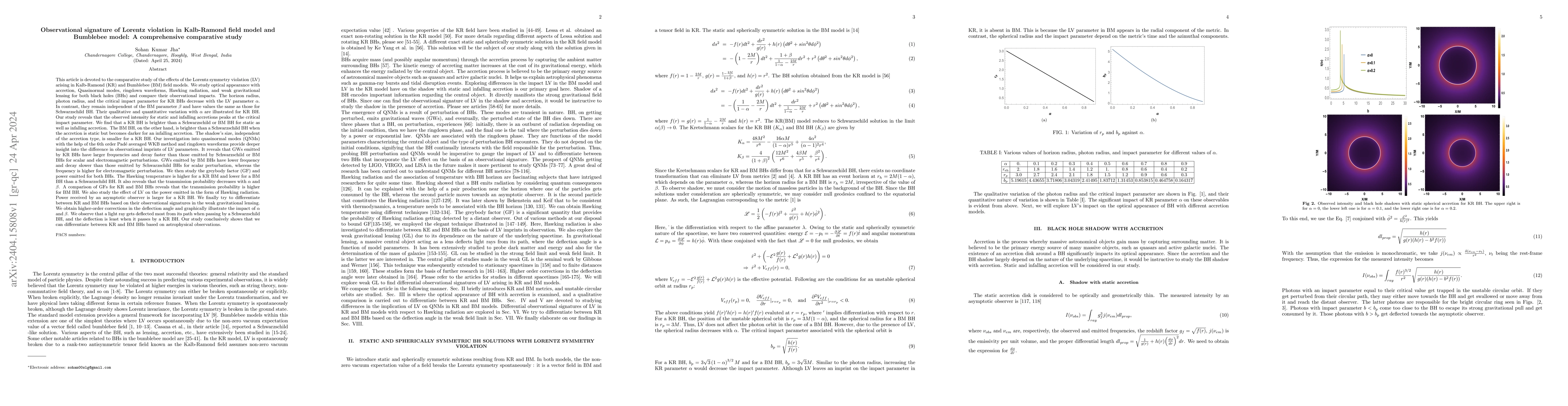 Thumbnail for Observational signature of Lorentz violation in Kalb-Ramond field model
  and Bumblebee model: A comprehensive comparative study