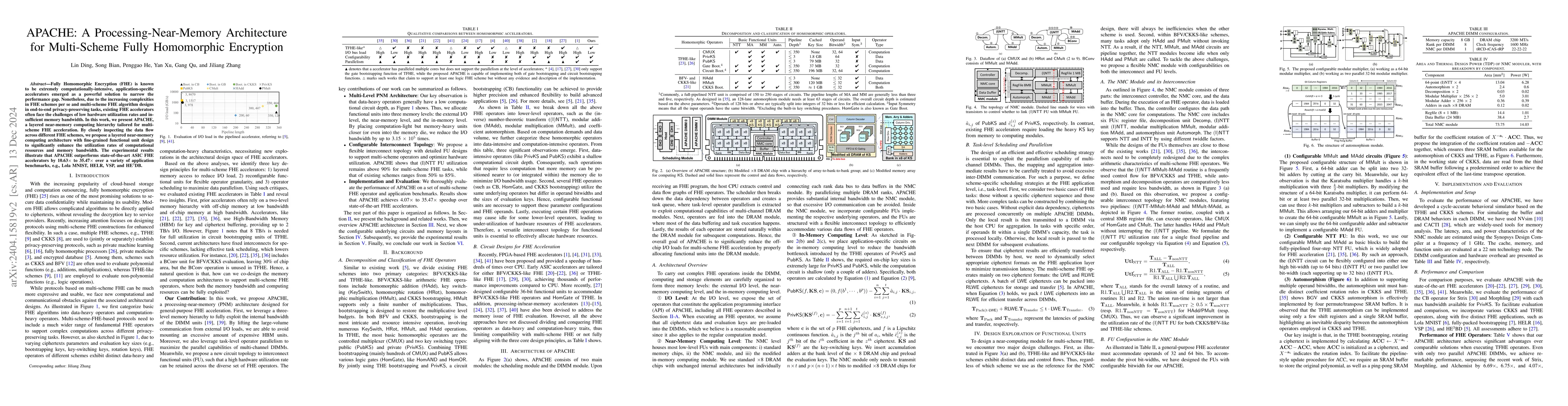 Thumbnail for APACHE: A Processing-Near-Memory Architecture for Multi-Scheme Fully
  Homomorphic Encryption
