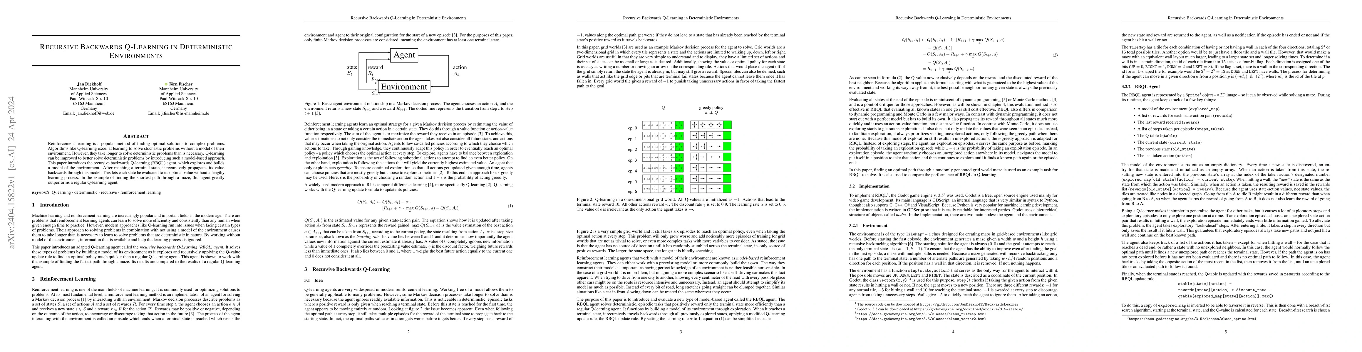 Thumbnail for Recursive Backwards Q-Learning in Deterministic Environments