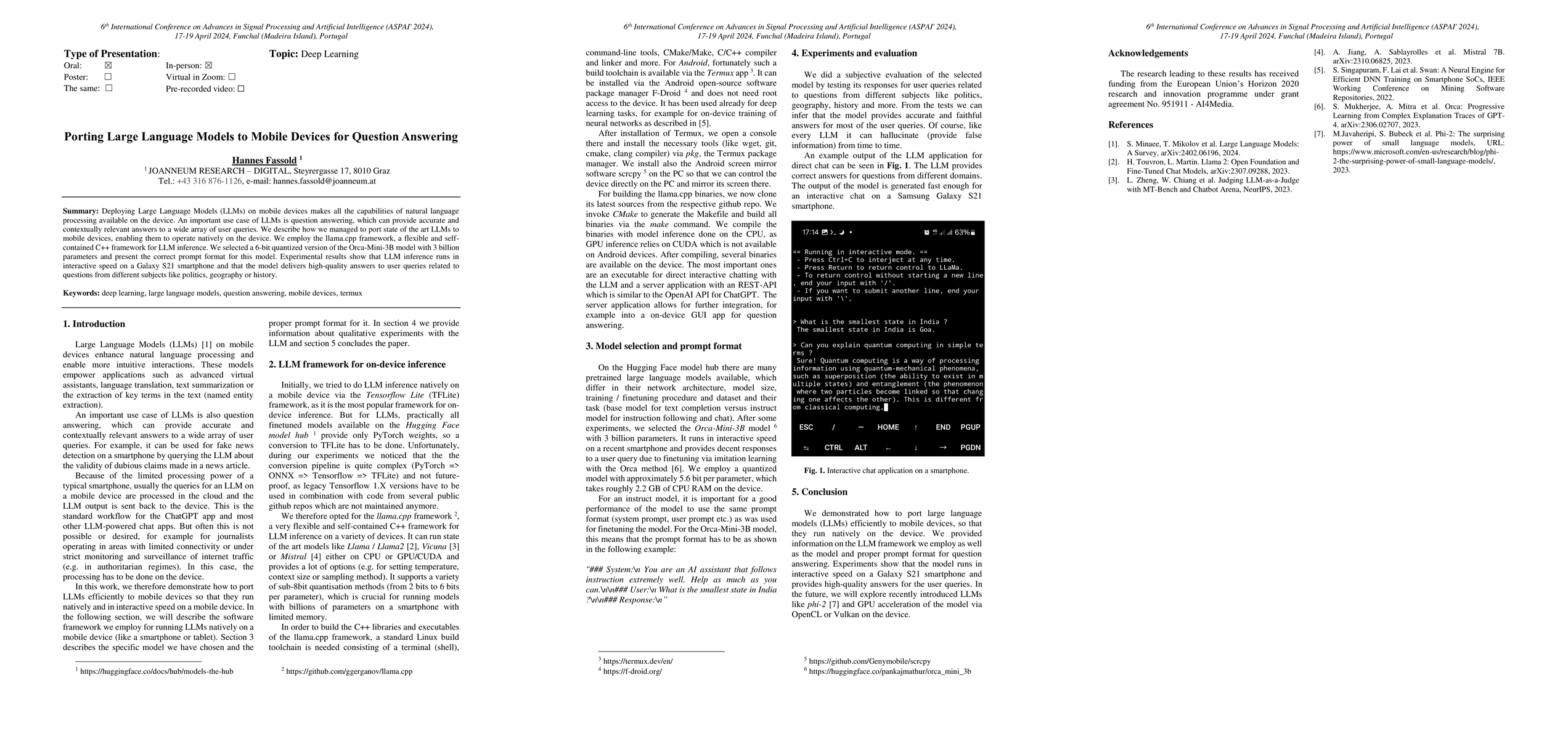 Thumbnail for Porting Large Language Models to Mobile Devices for Question Answering