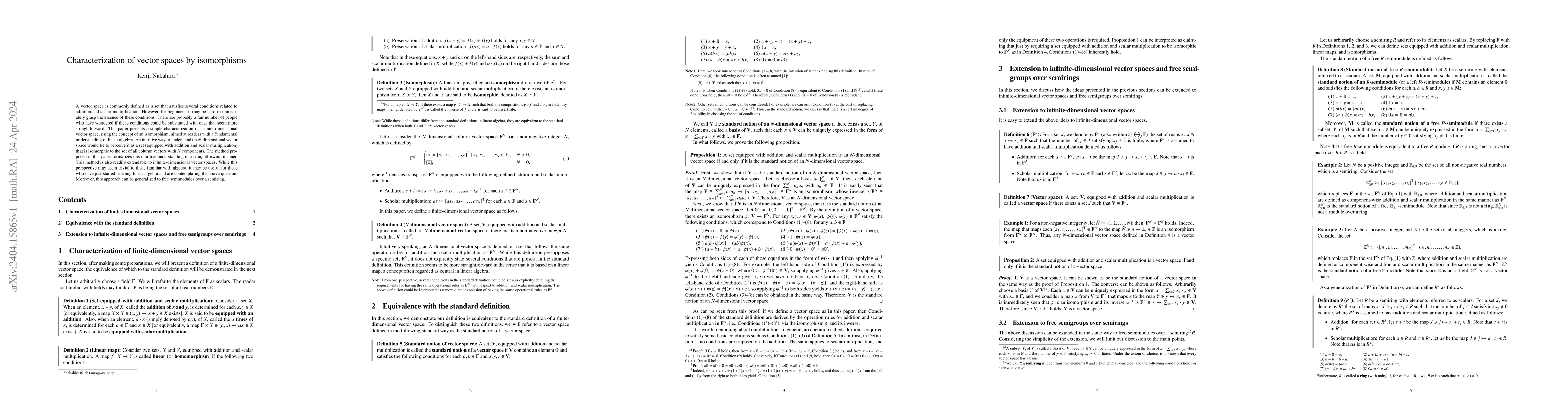 Thumbnail for Characterization of vector spaces by isomorphisms