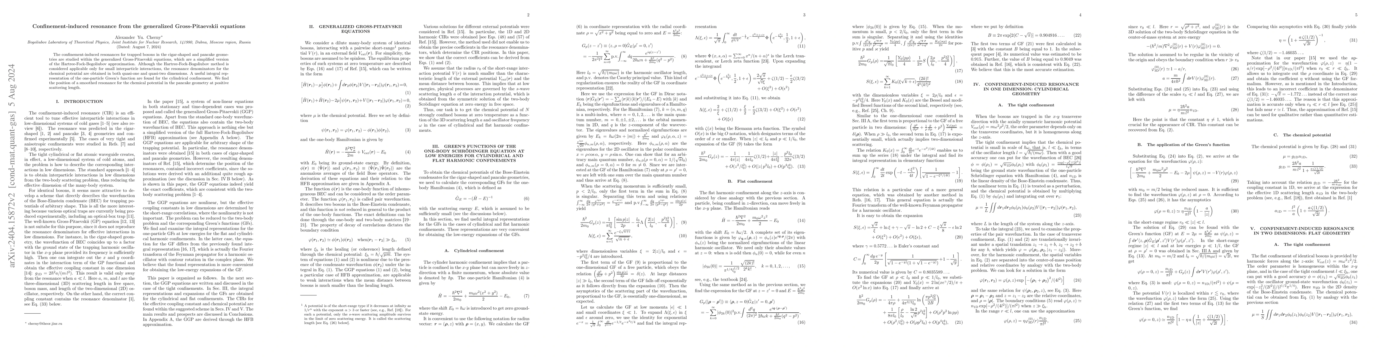 Thumbnail for Confinement-induced resonance from the generalized Gross-Pitaevskii
  equations