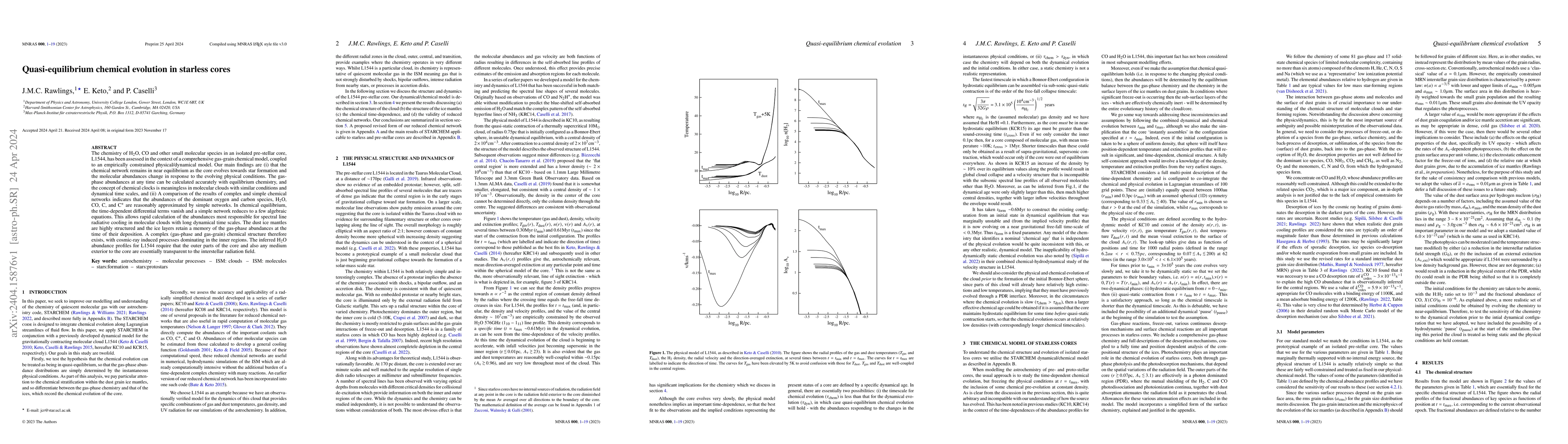 Thumbnail for Quasi-equilibrium chemical evolution in starless cores