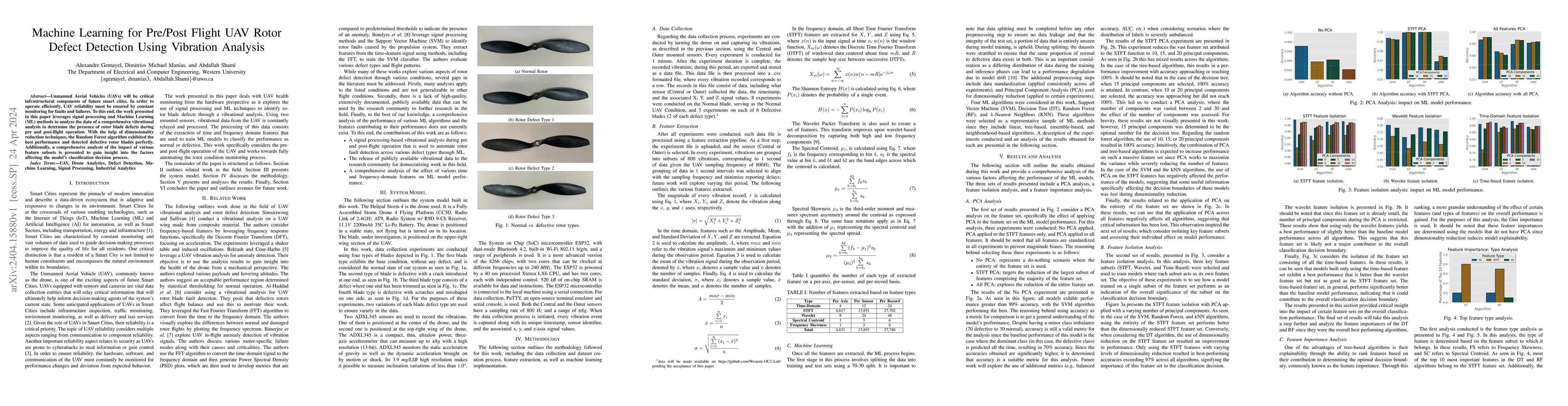Thumbnail for Machine Learning for Pre/Post Flight UAV Rotor Defect Detection Using
  Vibration Analysis