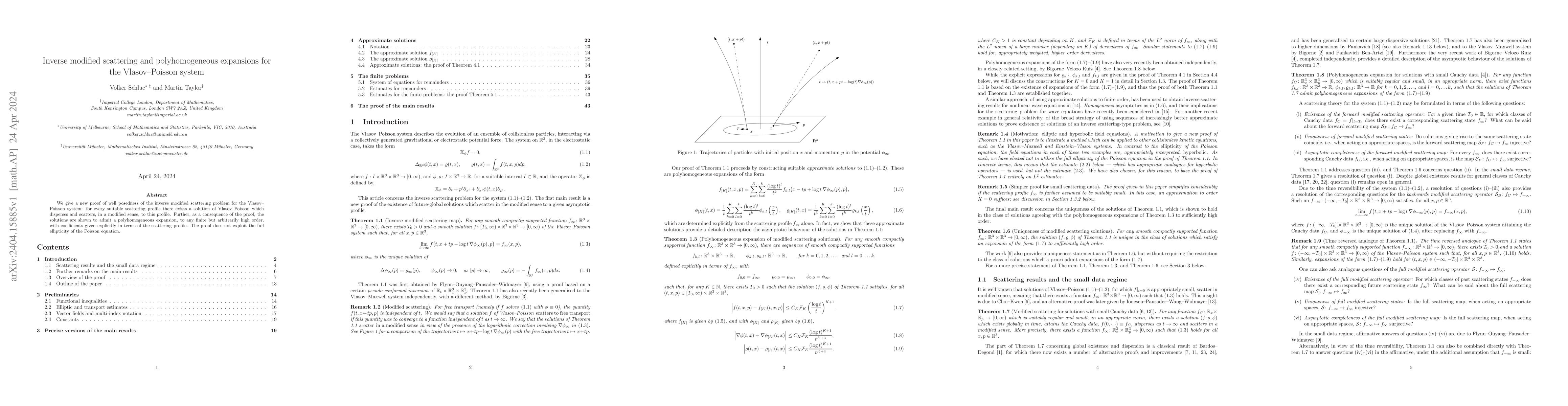 Thumbnail for Inverse modified scattering and polyhomogeneous expansions for the
  Vlasov--Poisson system