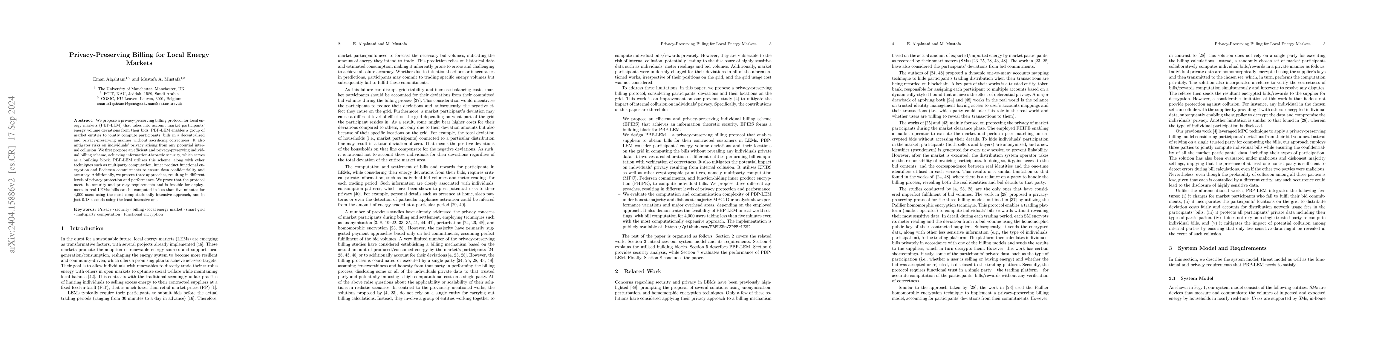 Thumbnail for Privacy-Preserving Billing for Local Energy Markets (Long Version)