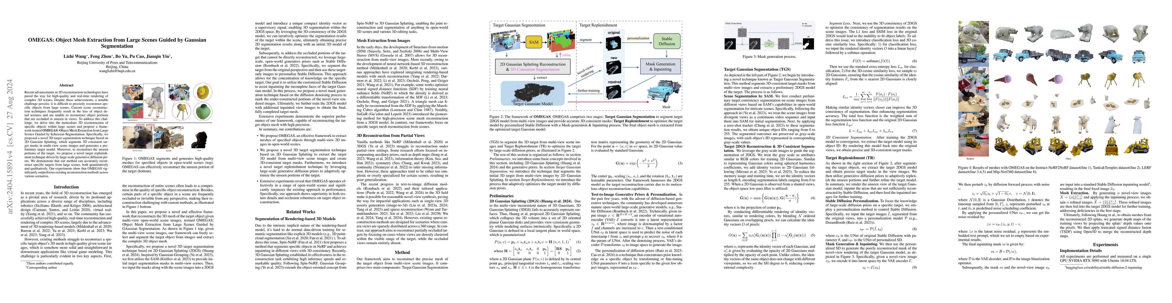 Thumbnail for OMEGAS: Object Mesh Extraction from Large Scenes Guided by Gaussian
  Segmentation