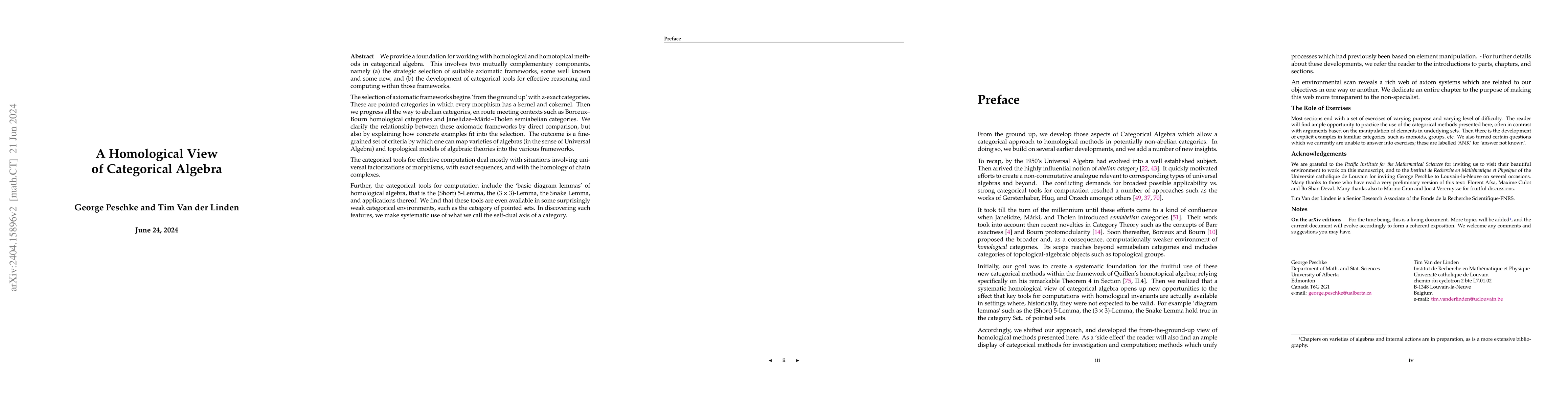 Thumbnail for A Homological View of Categorical Algebra
