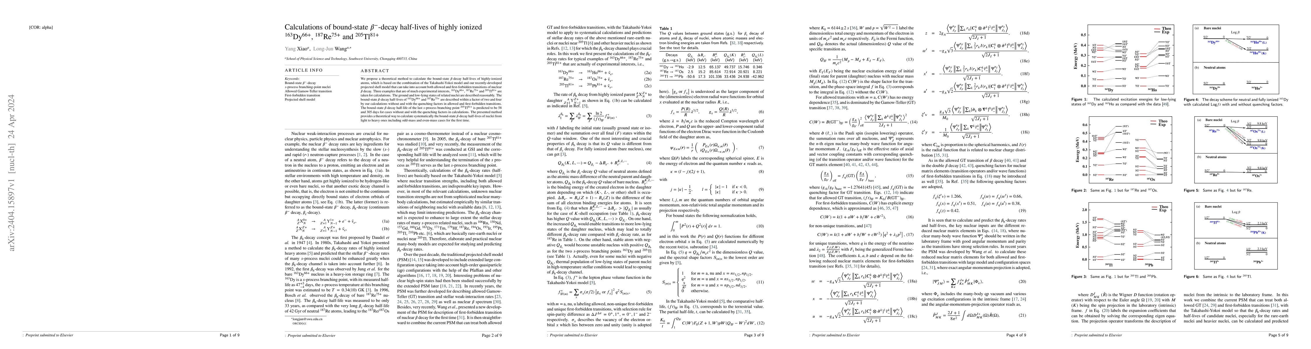 Thumbnail for Calculations of bound-state $\beta^-$-decay half-lives of highly ionized
  $^{163}$Dy$^{66+}$, $^{187}$Re$^{75+}$ and $^{205}$Tl$^{81+}$