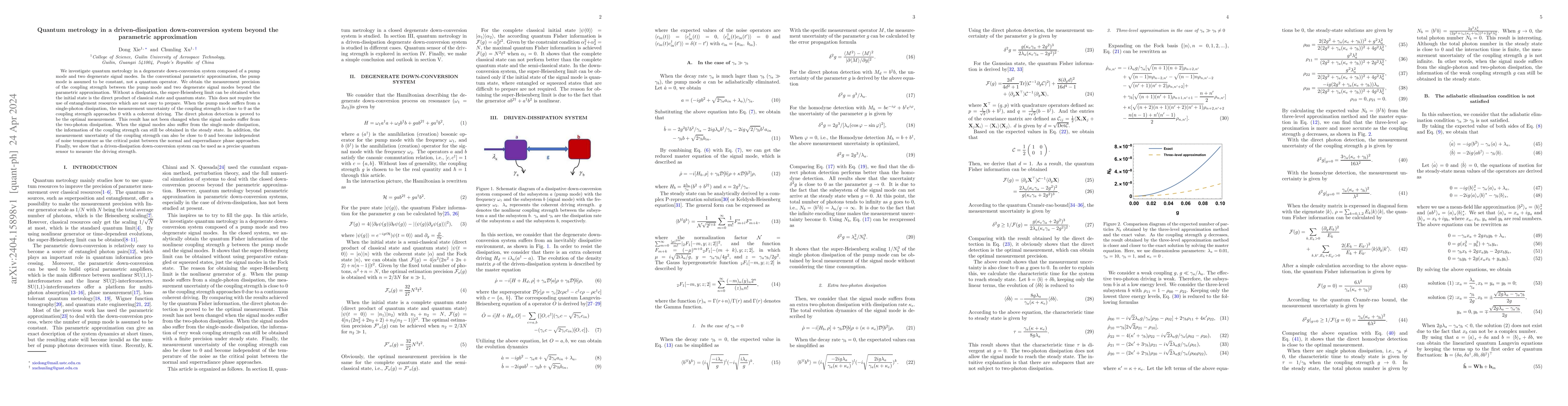 Thumbnail for Quantum metrology in a driven-dissipation down-conversion system beyond
  the parametric approximation