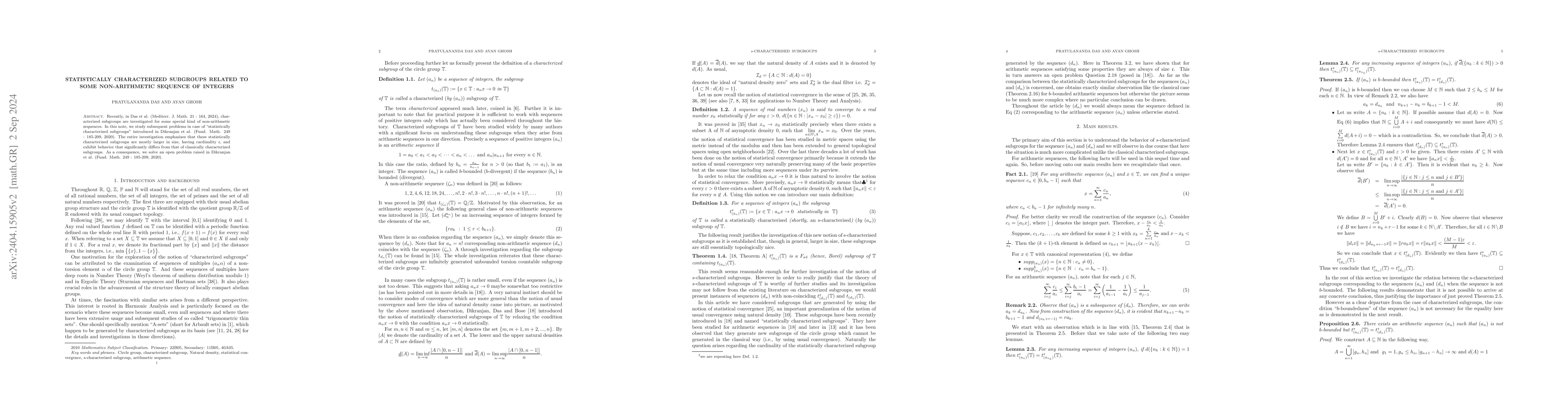 Thumbnail for Statistically characterized subgroups related to some non-arithmetic
  sequence of integers