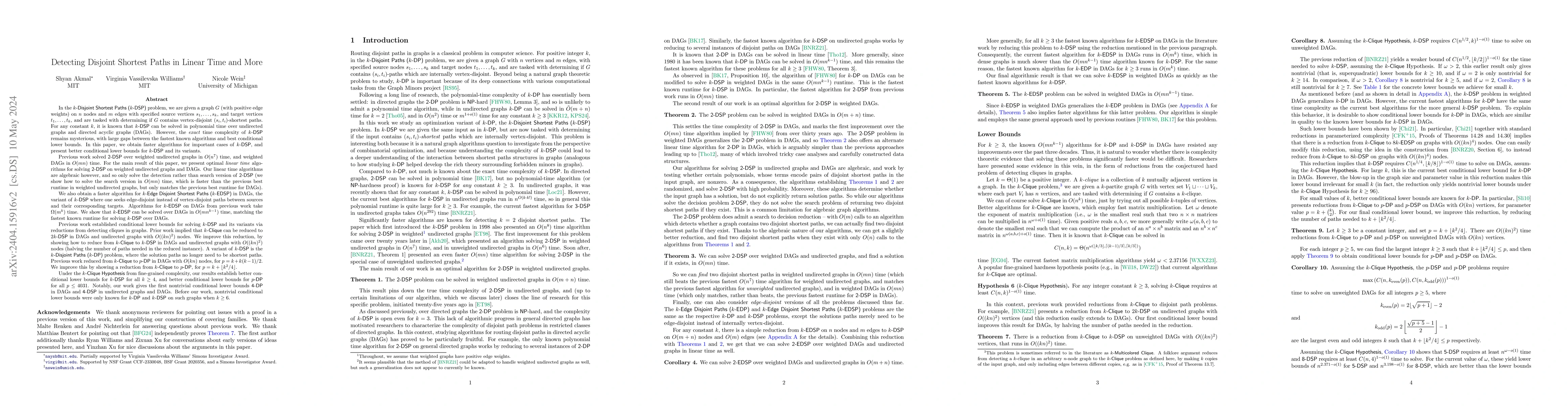 Thumbnail for Detecting Disjoint Shortest Paths in Linear Time and More