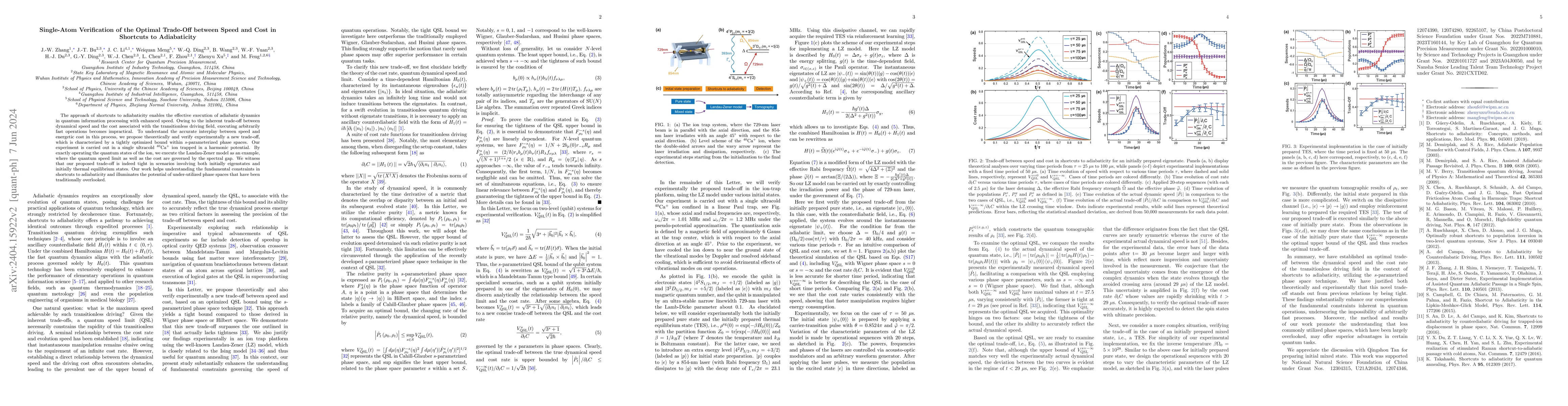 Thumbnail for Single-Atom Verification of the Optimal Trade-Off between Speed and Cost
  in Shortcuts to Adiabaticity