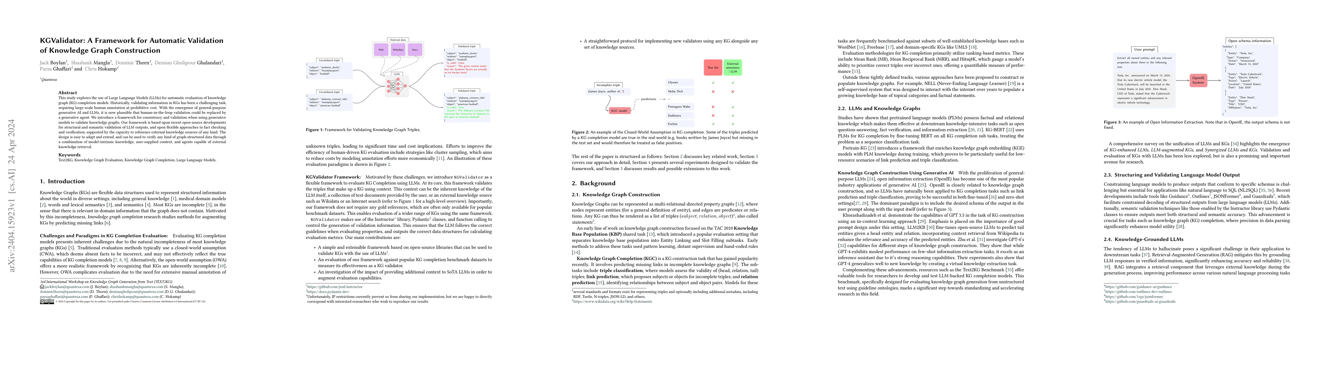 Thumbnail for KGValidator: A Framework for Automatic Validation of Knowledge Graph
  Construction