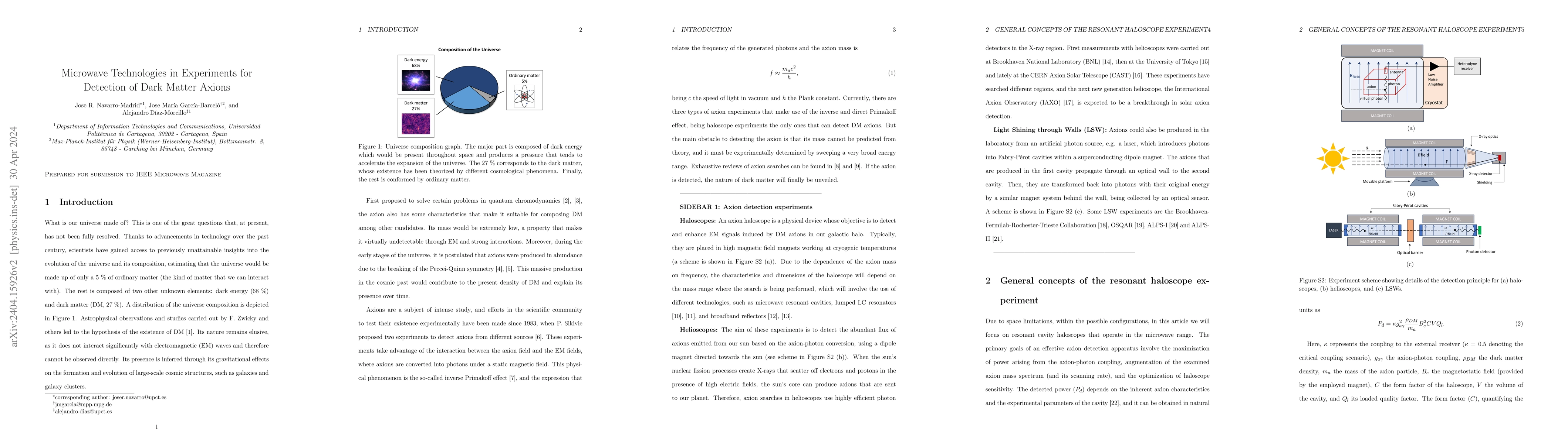 Thumbnail for Microwave Technologies in Experiments for Detection of Dark Matter
  Axions