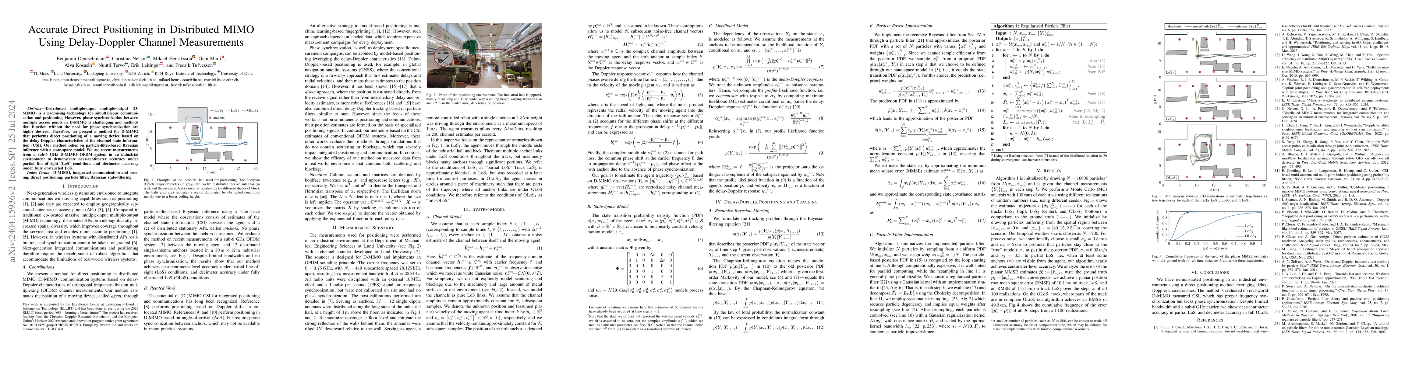 Thumbnail for Accurate Direct Positioning in Distributed MIMO Using Delay-Doppler
  Channel Measurements