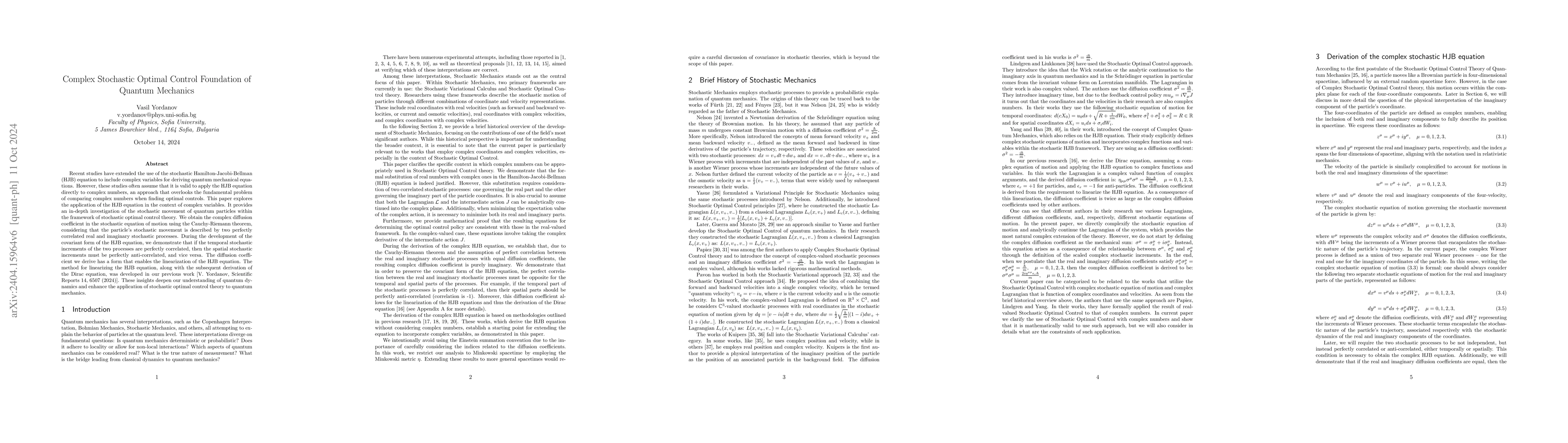 Thumbnail for Complex Stochastic Optimal Control Foundation of Quantum Mechanics