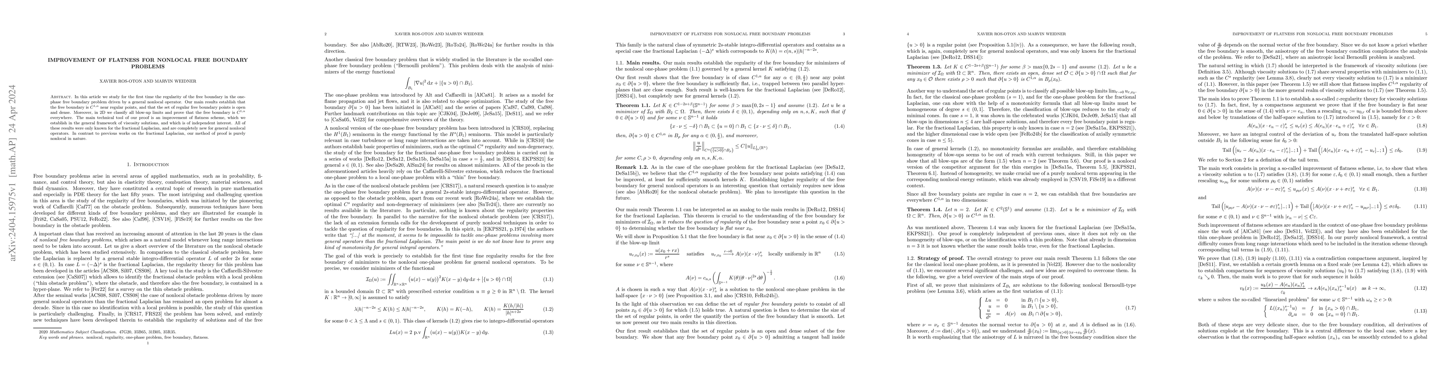 Thumbnail for Improvement of flatness for nonlocal free boundary problems