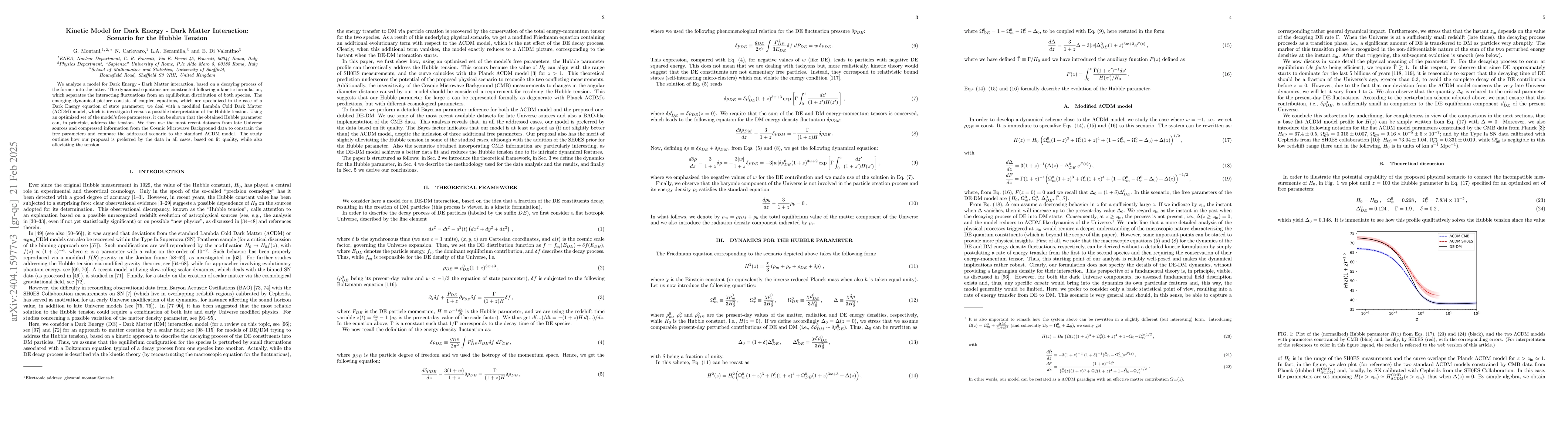 Thumbnail for Kinetic Model for Dark Energy -- Dark Matter Interaction: Scenario for
  the Hubble Tension