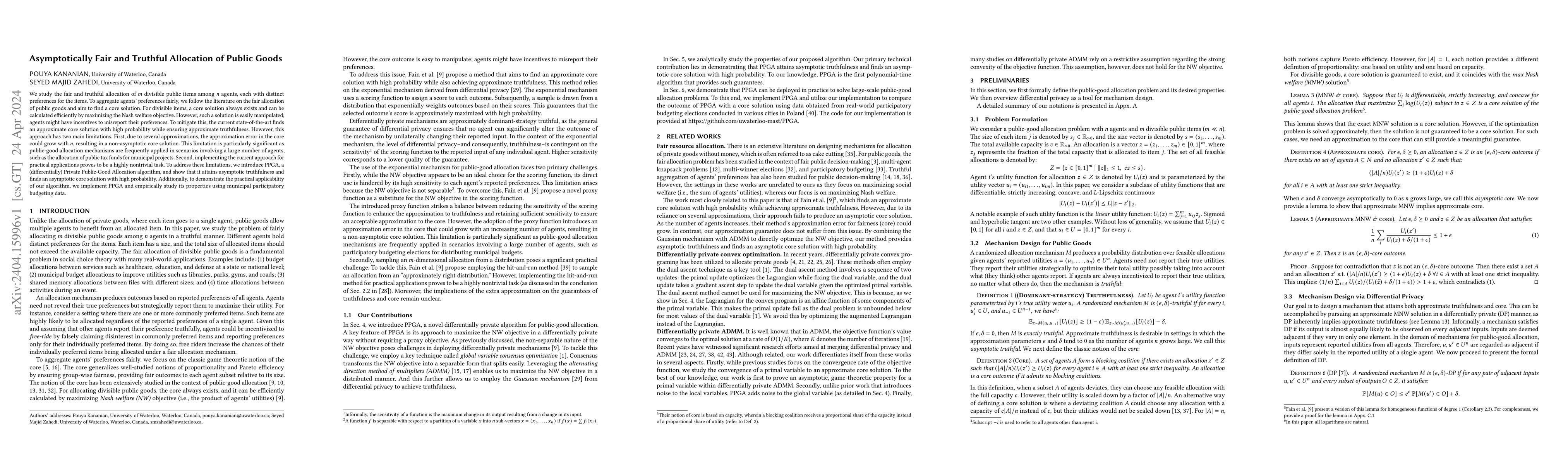 Thumbnail for Asymptotically Fair and Truthful Allocation of Public Goods