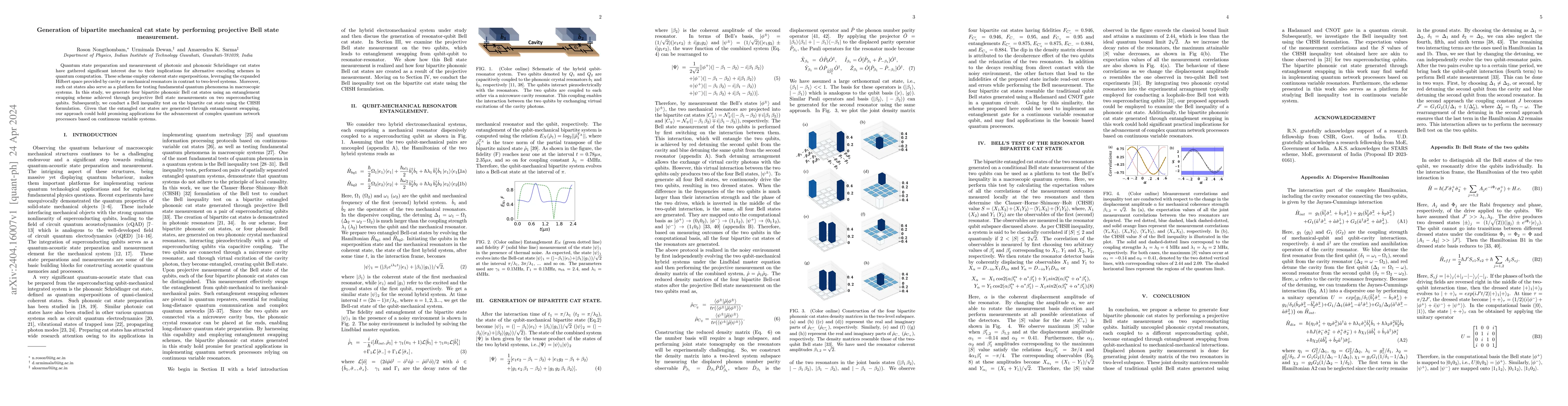 Thumbnail for Generation of bipartite mechanical cat state by performing projective
  Bell state measurement