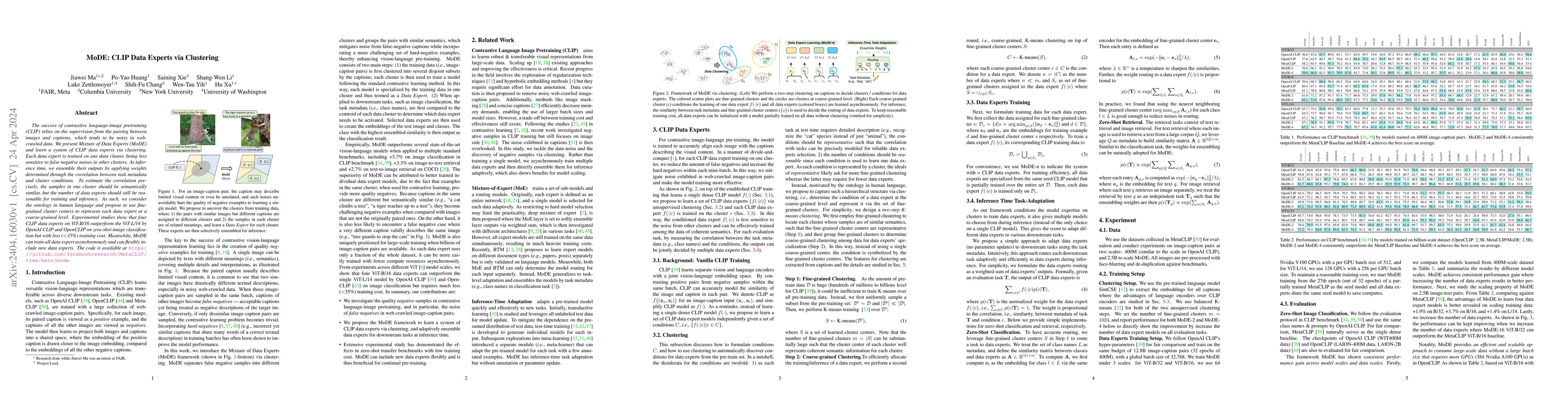 Thumbnail for MoDE: CLIP Data Experts via Clustering