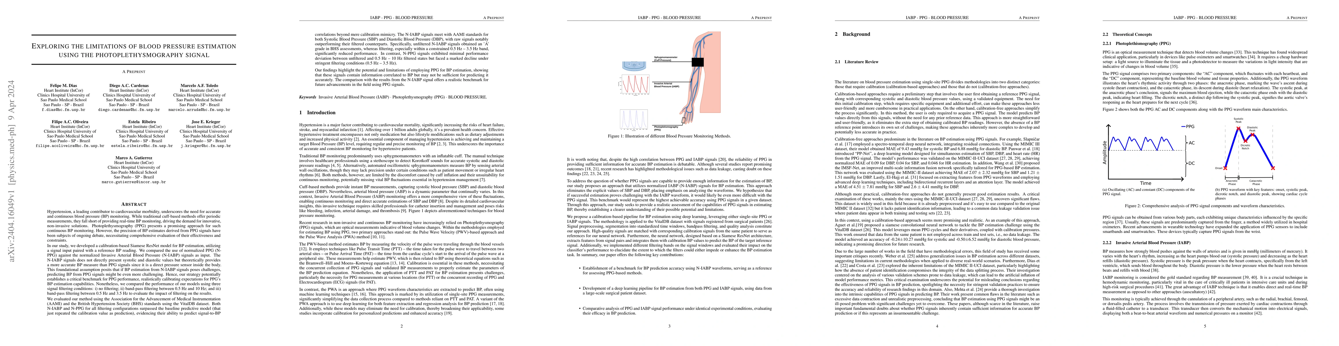 Thumbnail for Exploring the limitations of blood pressure estimation using the
  photoplethysmography signal