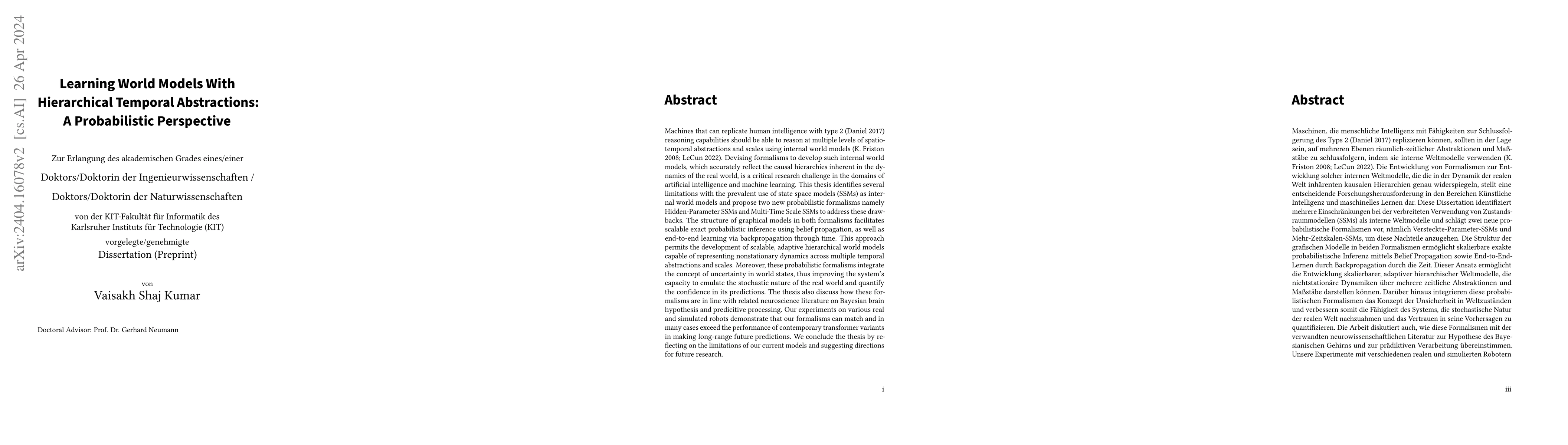 Thumbnail for Learning World Models With Hierarchical Temporal Abstractions: A
  Probabilistic Perspective